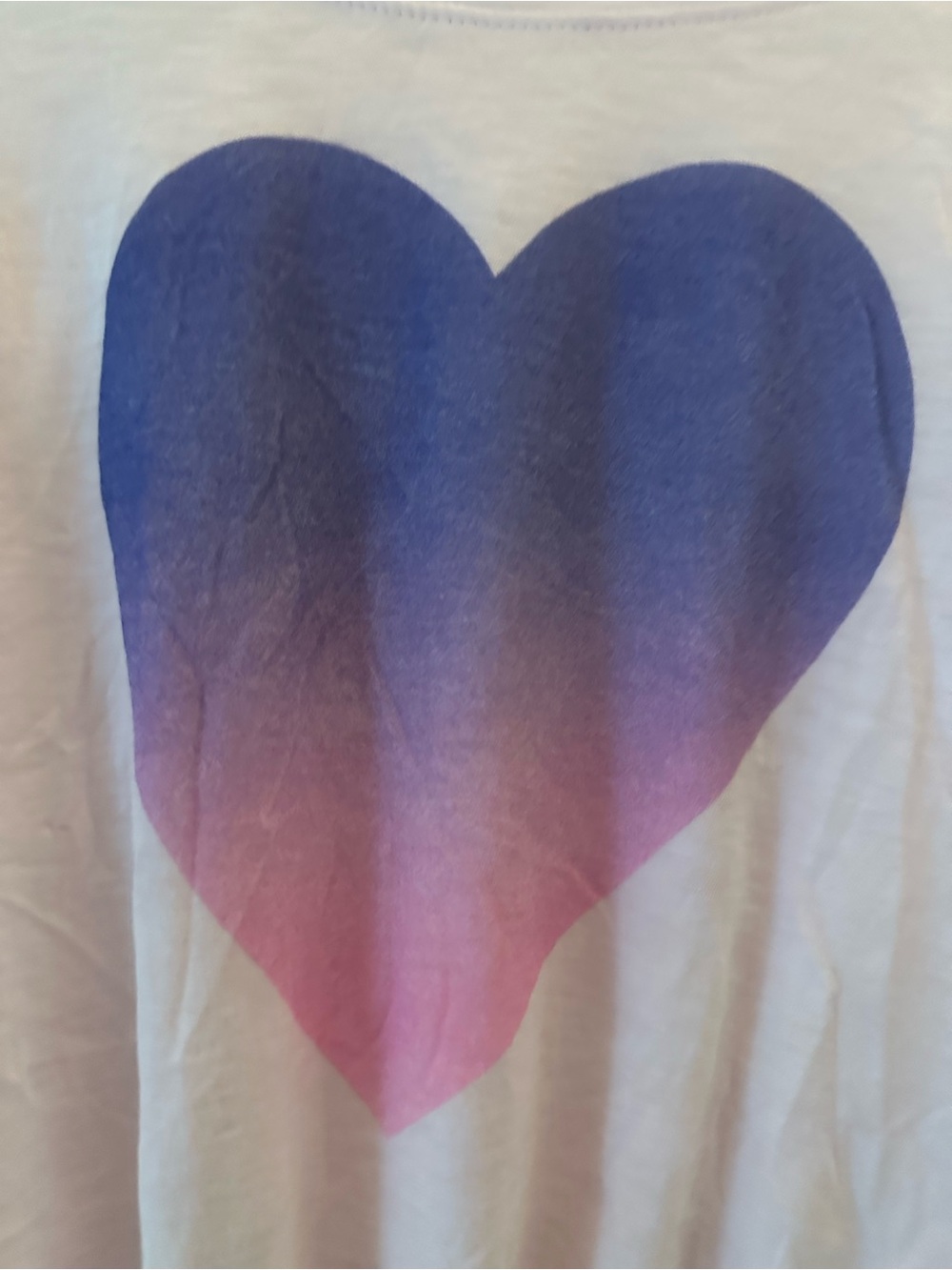 Sundry Pale Pink Tie-Front Tee with Blue-Purple Ombre Heart - Picture 3 of 5